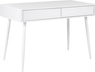 Beliani Scrivania Per LUfficio Domestico Con Cassetti In Truciolato 120 X 60 Cm Bianca Eslane