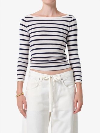 Citizens Of Humanity Boat Neck Slim Tee In Azure Stripe