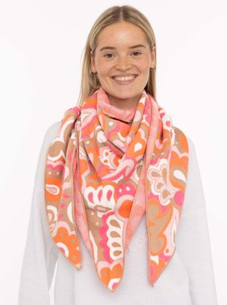 Zwillingsherz Dreieckstuch ZWILLINGSHERZ Paisley all over, Damen, orange pink beige, Strick, Materialmix, gemustert, mehrfarbig, Modet&uuml;cher Dreieckstuch, modisches 