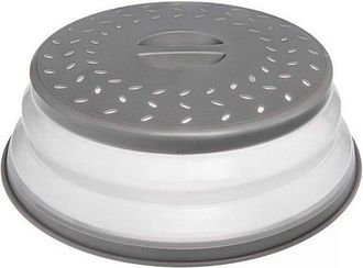 OEM Tapa Antisalpicaduras Para Microondas - Para Escurrir Frutas Y Alimentos - Sin Bpa - Apta Para Lavavajillas - 26,7 Cm - Gris