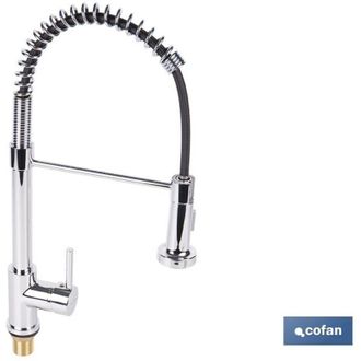 cofan Grifo De Cocina Monomando Con Rociador &Oslash;5x48x22cm Fabricado En Lat&oacute;n Color Cromo