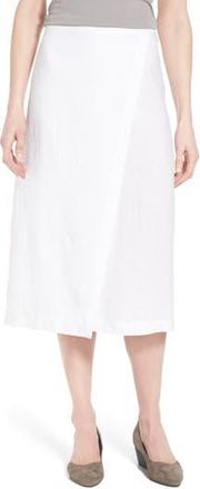 Eileen Fisher Organic Linen Wrap Front Midi Skirt in White at Nordstrom Rack, Size Small