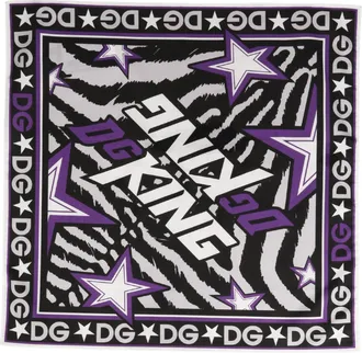 Dolce & Gabbana Womens Black Purple Dg King Cotton Foulard 51cm X 49.5cm Scarf And