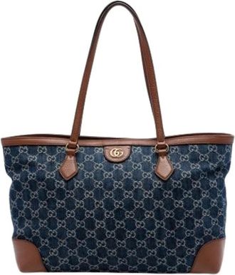 Gucci Pre-owned Tote Bags, female, Blue, Size: ONE SIZE Pre-owned Vintage Denim Tote