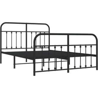 vidaXL Estructura Cama Sin Colch&oacute;n Con Estribo Metal Negro 150x200 Cm Vidaxl