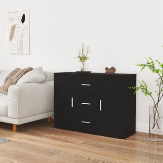 vidaXL Aparador De Madera Contrachapada Negro 91x29,5x65 Cm Vidaxl