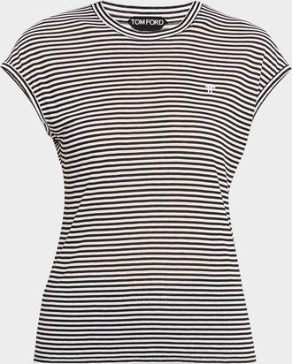 Tom Ford Striped Viscose Cap-Sleeve T-Shirt