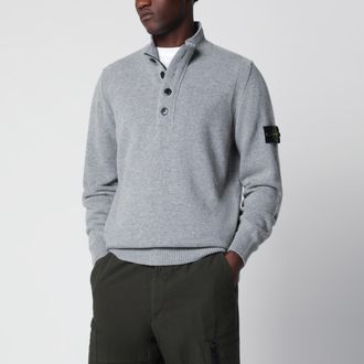 Stone Island Maglione grigio m&eacute;lange in misto lana