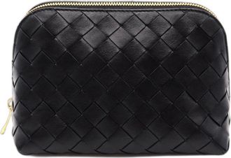 Bottega Veneta Black Intrecciato Leather Pouch (Pre-Owned)