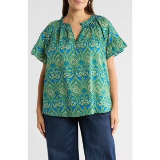 Sugarlips Nyra Print Top in Green-Blue-Mul at Nordstrom, Size 2X