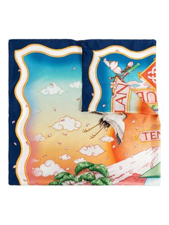 Casablanca floral-print silk scarf - unisex - Silk - One Size - Blue