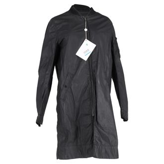 Rick Owens DRKSHDW lange jas met rits in zwart polyamide