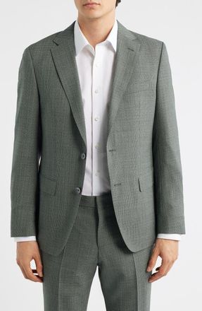 BOSS Hutson Slim Fit Green M&eacute;lange Virgin Wool Sport Coat in Open Green at Nordstrom, Size 46 Regular
