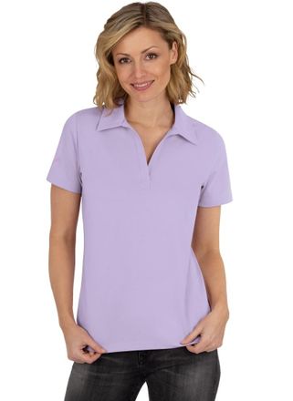 Trigema Poloshirt TRIGEMA TRIGEMA Poloshirt ohne Knopfleiste, Damen, Gr. S, lila (flieder), 100% Baumwolle, Basic, Shirts Poloshirt