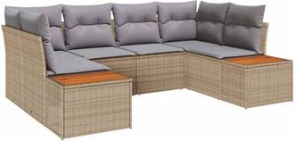 vidaXL Vidaxl - Conjunto De Sof&aacute; De Jard&iacute;n Con Coj&iacute;n 6 Pcs Beige Y Gris Claro