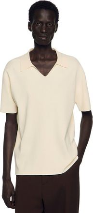 Sandro Stretch knit polo shirt in Ecru at Nordstrom, Size Xx-Large