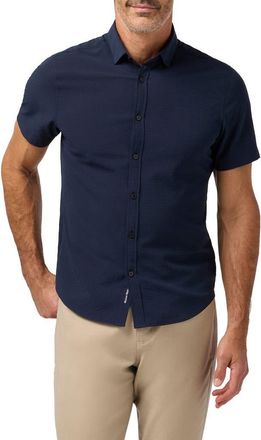 Mizzen+Main Porter Trim Fit Short Sleeve Performance Button-Up Shirt in Navy at Nordstrom, Size Xx-Large