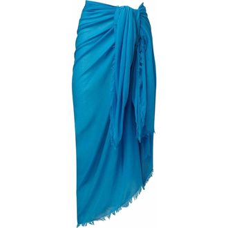 WeWoreWhat Raw Edge Maxi Sarong in Turquoise at Nordstrom