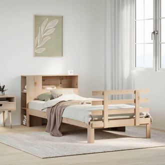 Berkfield Home Bookcase Bed without Mattress 75x190 cm Small Single Solid Wood Pine in Brown