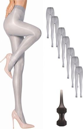 Lechery 7-Pack Glossy Semi-Opaque Statement Fashion Tights For Women in Grey at Nordstrom, Size Large/x-Large