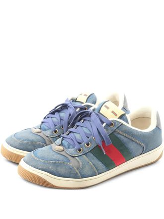 Gucci 2000s Screener sneakers met webdetail - Blauw