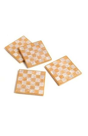 Tiramisu Set of 4 Checkered Resin Coasters in Orange at Nordstrom Rack