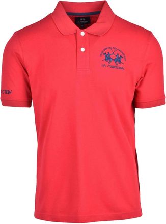 La Martina Red Cotton Logo Polo Shirt