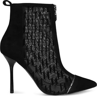 Karl Lagerfeld monogram pointed-toe boots - women - Rubber/Calf Leather/Calf Leather/Mesh - 35 - Black