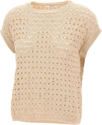 KANGRA Truien Beige - Dames - Ronde hals truien - Beige - S - Katoen - Truien & Vesten