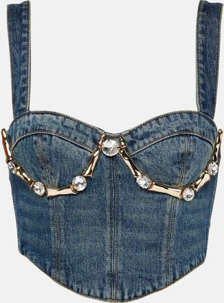 Area Claw embellished denim bustier