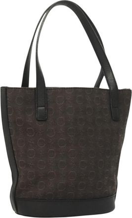 Celine C Macadam Handbag Canvas Black Canvas Handbag (Pre-Owned)