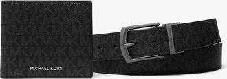 Michael Kors Signature Logo Wallet and Belt Gift Set