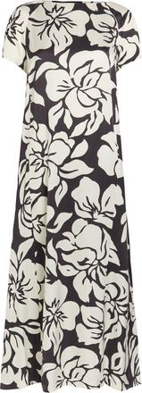 Dries Van Noten Davita Floral-print Satin Midi Dress - Black - 38 (UK10 / S)