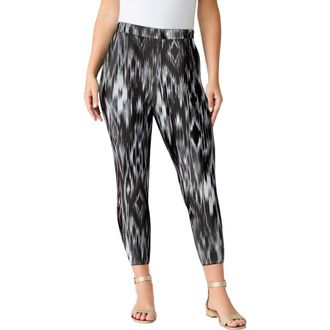 Roaman's Plus Size Essential Stretch Capri Legging in Black Ikat Diamonds at Nordstrom, Size 24