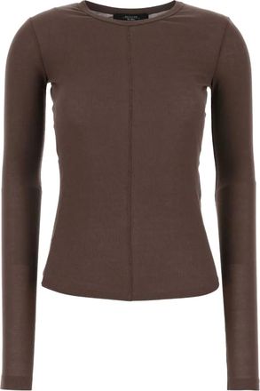Max Mara T-shirt a maniche lunghe in cotone - Marrone
