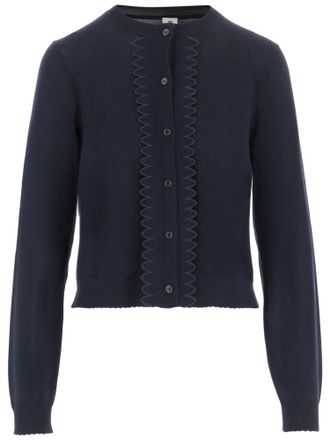 The Garment Navy Merino Wool Lace-Knit Cardigan