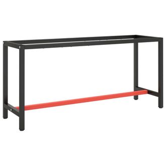Berkfield Home Work Bench Frame Matte Black & Matte Red 170x50x79 cm Metal | Size: 170 x 50 x 79 cm