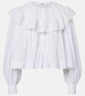 Chlo&eacute; Chlo&eacute; Lace-trimmed cotton voile blouse