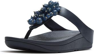 FitFlop Fitflop Fino Toe-Post Polyurethane Womens Midnight Navy Sandals Pu - Size UK 8