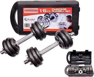 Trade Shop Trade Shop - Set Manubri Regolabili Ghisa Da 15 Kg Per Bodybuilding Fitness Sollevamento Pesi