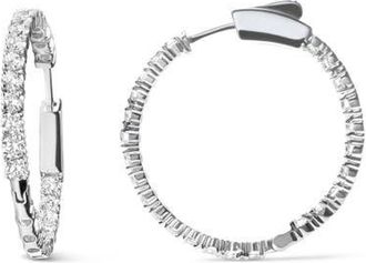 House of Brilliance 14K White Gold 1.0 Carat Inside Out Lab-grown diamond Fashion Hoop Earrings at Nordstrom
