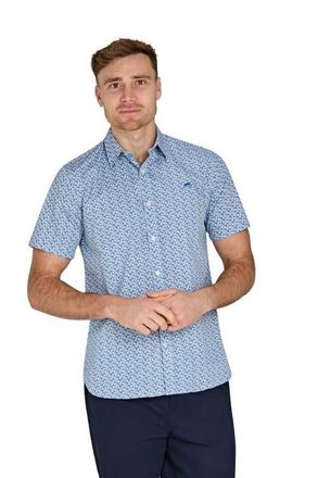 Raging Bull Short Sleeve Cotton Poplin Shirt in Mid Blue at Nordstrom, Size X-Large