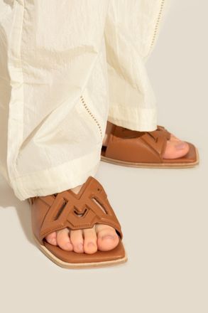 Vic Mati&eacute; Leather Slides, Womens, Brown