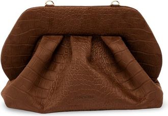 Themoir&egrave; Bios Medium Suede Croco Effect Clutch