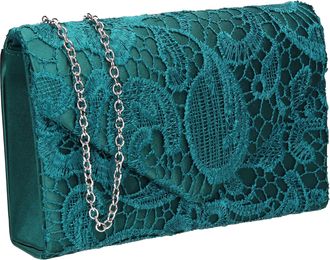 Swankyswans Rachel Womens Lace Detail Party Prom Wedding Evening Clutch Bag Purse (Spruce)