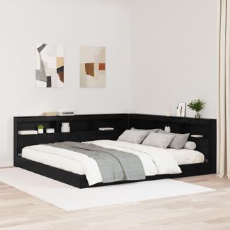 Berkfield Home Storage Headboard with Shelf Black oak 180 cm Engineered wood