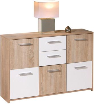 Inter Link SAS credenza buffet 2 cassetti e 5 ante rovere e bianco, 115x30x77 cm