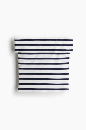 H&M Geripptes Off-Shoulder-Top - Weiss/Gestreift