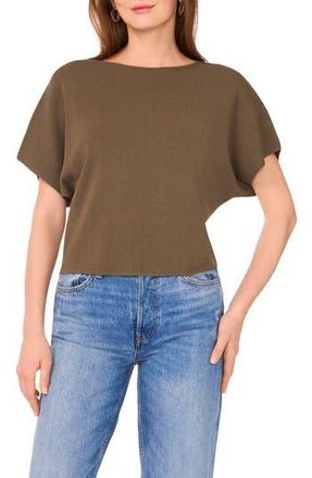 Halogen Short Sleeve Crop Sweater in Grape Leaf at Nordstrom Rack, Size Medium