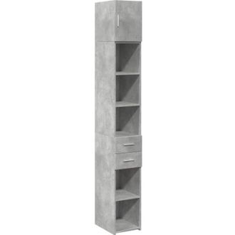vidaXL Slim Storage Cabinet Concrete Grey 30x42.5x225 cm Engineered Wood Vidaxl